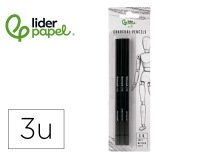 Lápices de carboncillo para esbozos liderpapel con diferentes durezas - caja de 3 unidades