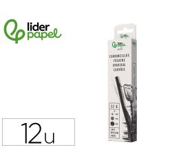 Carboncillo redondo para dibujo liderpapel caja de 12 unidades diametros surtidos