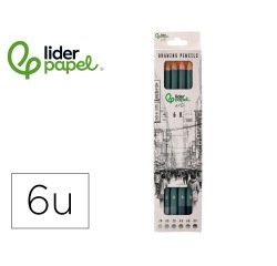 Lápices de dibujo liderpapel durezas surtidas - Caja 6 unidades