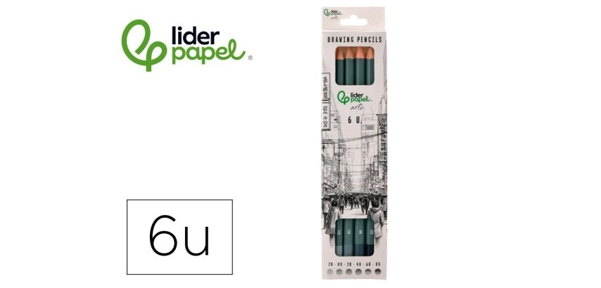 Lápices de dibujo liderpapel durezas surtidas - Caja 6 unidades