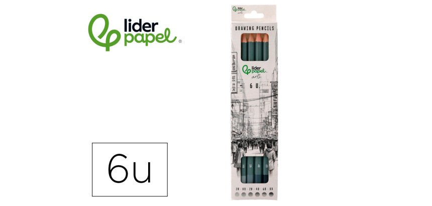 Lápices de dibujo liderpapel durezas surtidas - Caja 6 unidades