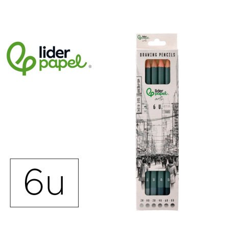 Lápices de dibujo liderpapel durezas surtidas - Caja 6 unidades