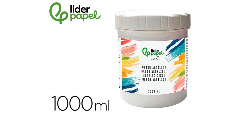Gesso acrilico liderpapel aditivo preparador de superficies bote de 1 litro
