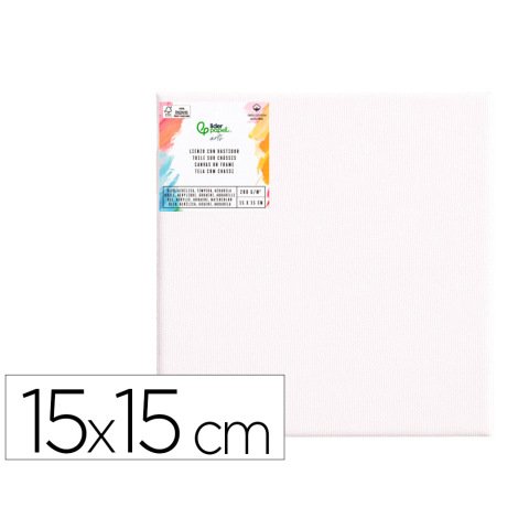 Bastidor liderpapel 1f lienzo grapado parte trasera algodon 100% bordes madera 15x15 cm gramaje 280g/m2 certificado