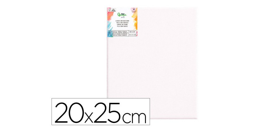 Bastidor liderpapel 3p lienzo grapado parte trasera algodon 100% bordes madera 20x25 cm gramaje 280g/m2 certificado