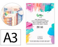 Bloc papel multitecnica liderpapel din a3 para acrilico oleo y gouache 20 hojas gramaje 260g/m2