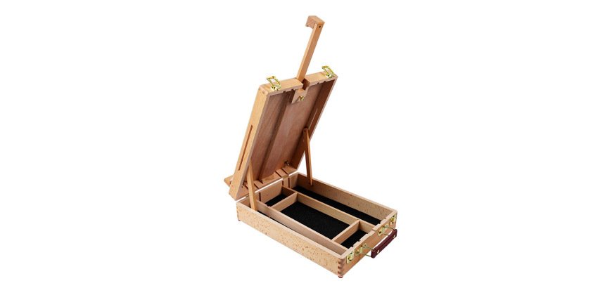 Caballete pintor de sobremesa liderpapel madera de haya barnizado con maletín 39 x 26 x 13 cm