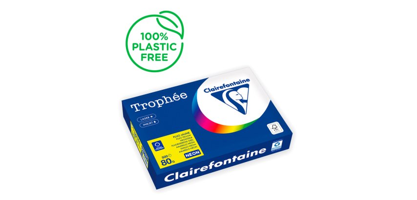 Papel color trophee din a4 80 gr amarillo neon paquete de 500 hojas