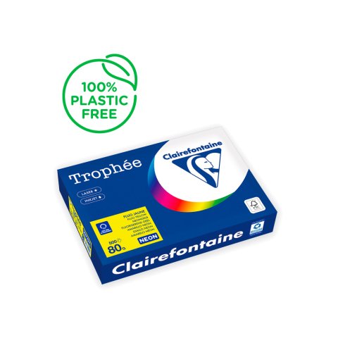 Papel color trophee a4 80gr amarillo neon paquete de 500 hojas