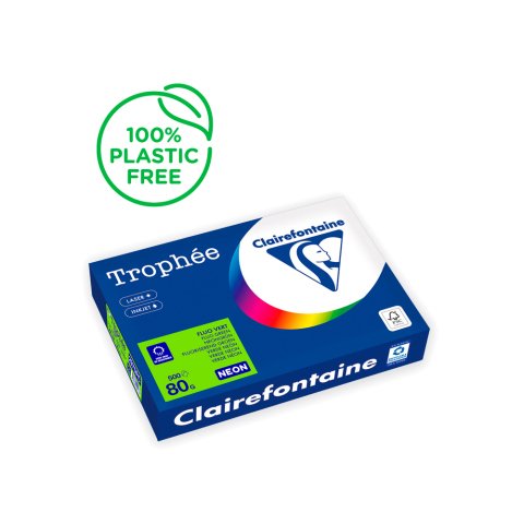 Papel color trophee a4 80gr verde neon paquete de 500 hojas