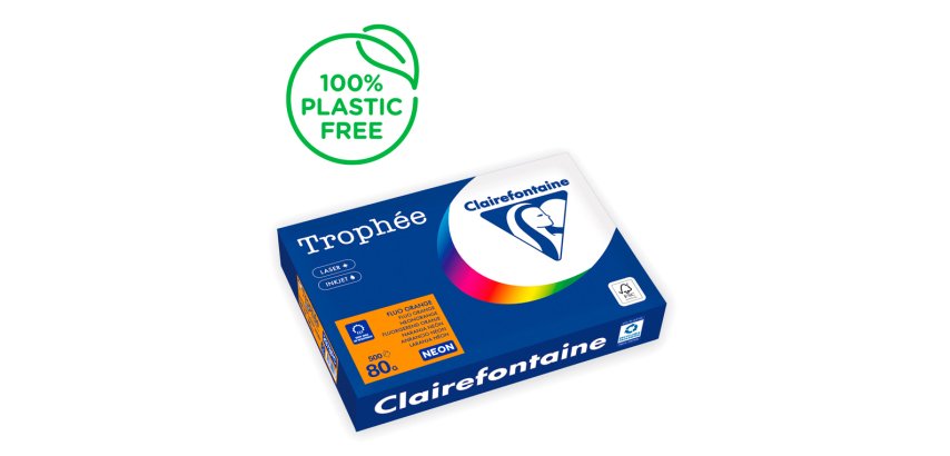 Papel color trophee din a4 80 gr naranja neon paquete de 500 hojas