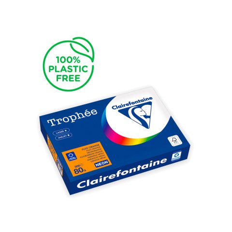Papel color trophee a4 80gr naranja neon paquete de 500 hojas