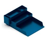 Bandeja sobremesa plastico q-connect organizador de escritorio con 4 departamentos color azul