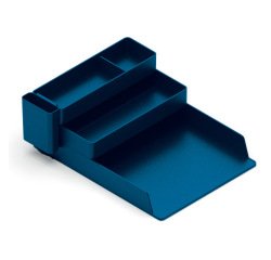 Bandeja sobremesa plastico q-connect organizador de escritorio con 4 departamentos color azul