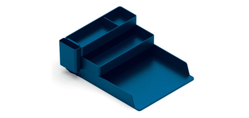 Bandeja sobremesa plastico q-connect organizador de escritorio con 4 departamentos color azul