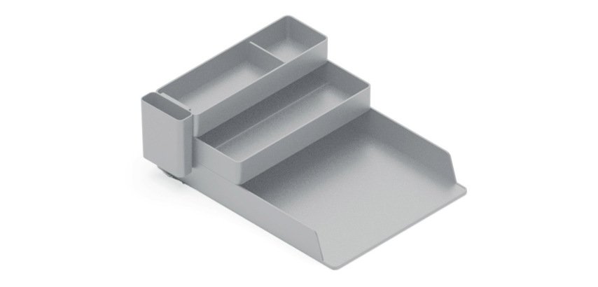 Bandeja sobremesa plastico q-connect organizador de escritorio con 4 departamentos color gris