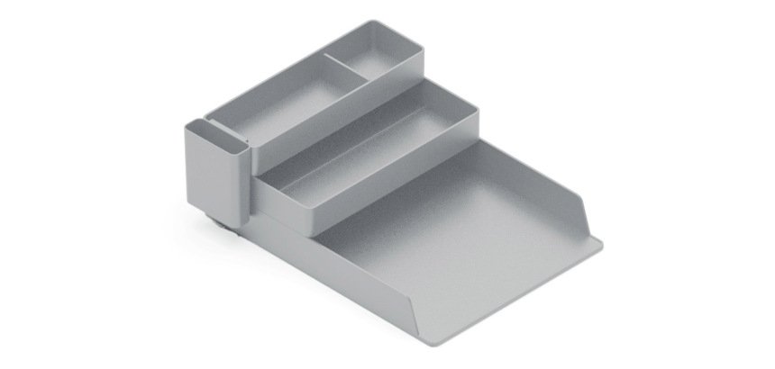 Bandeja sobremesa plastico q-connect organizador de escritorio con 4 departamentos color gris