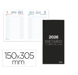 Dietario liderpapel 2026 dos tercios 150x305 mm dia pagina color negro papel 70 gr fsc