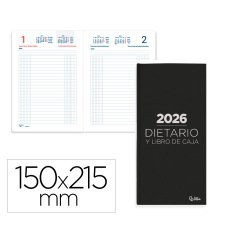 Dietario liderpapel 2026 cuarto 150x215 mm dia pagina color negro papel 70 gr fsc