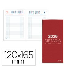 Dietario liderpapel 2026 octavo 120x165 mm dia pagina color rojo papel 70 gr fsc