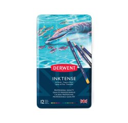 Lapices de colores derwent inktense acuarelable caja metalica de 12 unidades colores surtidos