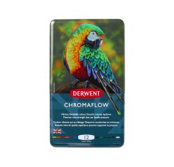 Lapices de colores derwent chromaflow caja metalica de 12 unidades colores surtidos