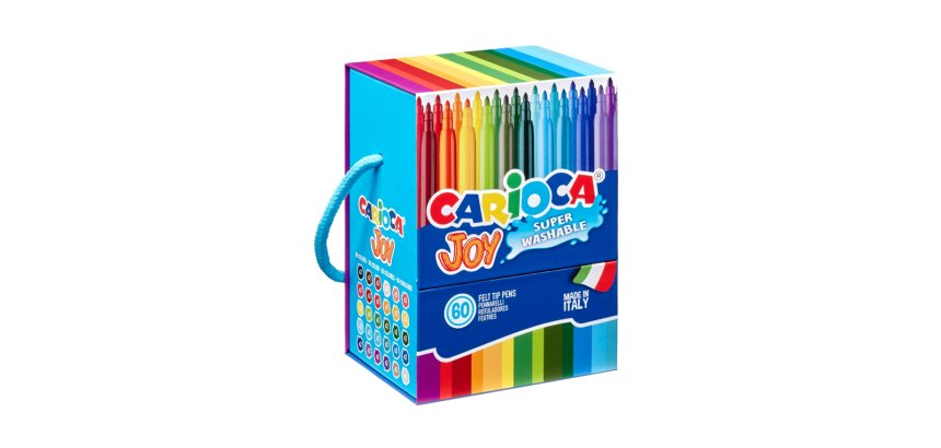 Rotulador carioca joy caja premium con asa 60 unidades colores surtidos
