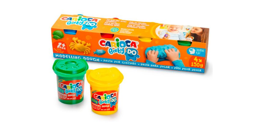 Pasta de modelar carioca baby do 150 ml caja de 4 unidades colores surtidos