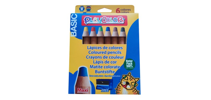 Lapices de colores playcolor maxi basic caja de 6 unidades colores surtidos