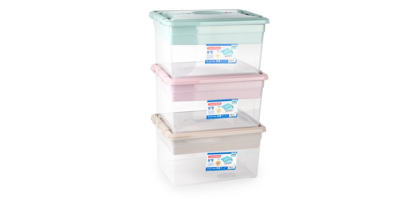 Caja organizadora plastico plasticforte n 9 con bandeja colores surtidos 27x34x18 cm