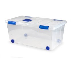 Contenedor plastico plasticforte n 7 transparente con tapa 61l 73x41x32 cm