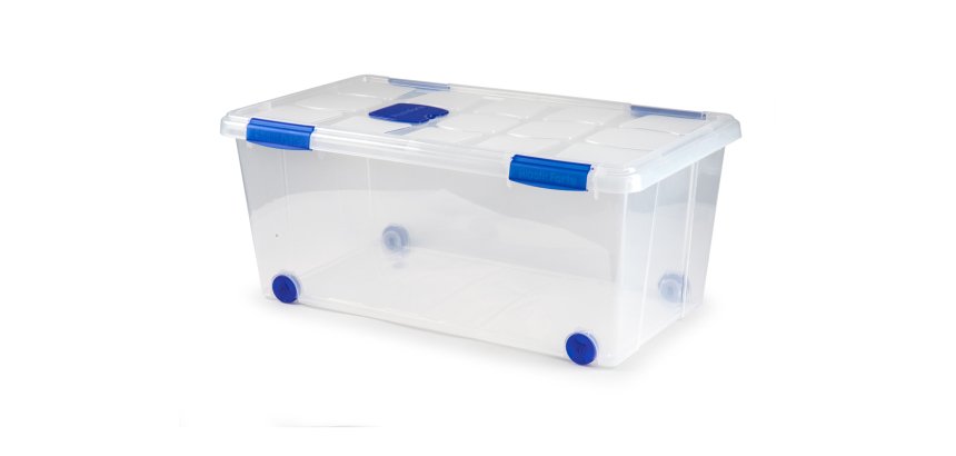 Contenedor plastico plasticforte n 7 transparente con tapa 61l 73x41x32 cm
