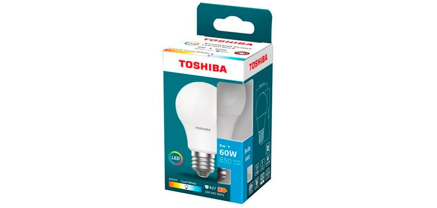 Bombilla led toshiba essential a60 e27 8w luz fria 6500k