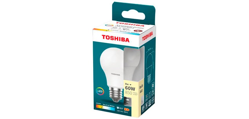 Bombilla led toshiba essential a60 e27 8w luz neutra 4000k