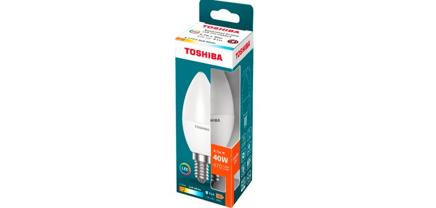 Bombilla led toshiba essential c37 e14 4.7w luz calida 2700k