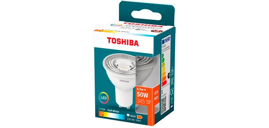 Foco led toshiba essential gu10 4.5w luz calida 2700k