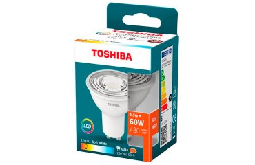 Foco led toshiba essential gu10 5.5w luz calida 2700k