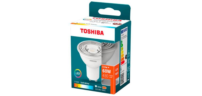 Foco led toshiba essential gu10 5.5w luz calida 2700k