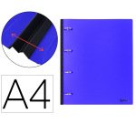 Carpeta liderpapel 4 anillas redondas 25 mm polipropileno din a4 ultra compacta con lomo extensible 4 cm azul