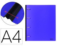 Carpeta liderpapel 4 anillas redondas 25 mm polipropileno din a4 ultra compacta con lomo extensible 4 cm azul