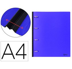 Carpeta liderpapel 4 anillas redondas 25 mm polipropileno din a4 ultra compacta con lomo extensible 4 cm azul