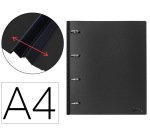 Carpeta liderpapel 4 anillas redondas 25 mm polipropileno din a4 ultra compacta con lomo extensible 4 cm negro