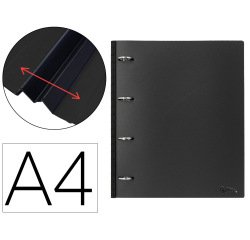 Carpeta liderpapel 4 anillas redondas 25 mm polipropileno din a4 ultra compacta con lomo extensible 4 cm negro