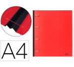 Carpeta liderpapel 4 anillas redondas 25 mm polipropileno din a4 ultra compacta con lomo extensible 4 cm rojo