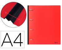 Carpeta liderpapel 4 anillas redondas 25 mm polipropileno din a4 ultra compacta con lomo extensible 4 cm rojo