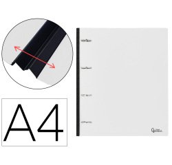 Carpeta liderpapel 4 anillas redondas 25 mm polipropileno din a4 ultra compacta con lomo extensible 4 cm translucida