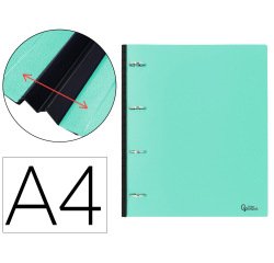 Carpeta liderpapel 4 anillas redondas 25 mm polipropileno din a4 ultra compacta con lomo extensible 4 cm verde