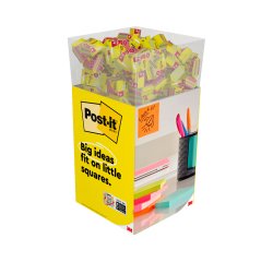 Bloc de notas adhesivas quita y pon post-it cubo 76x76 mm expositor suelo de 96 unidades surtidas 400x400x900 mm