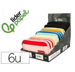 Estuche portatodo liderpapel duo 2 cremalleras con bolsillo frontal 220x90x50 mm
