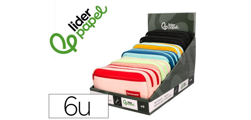 Estuche portatodo liderpapel duo 2 cremalleras con bolsillo frontal 220x90x50 mm